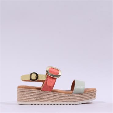 Oh My Sandals Ring Espadrille Platform - Coral Combi